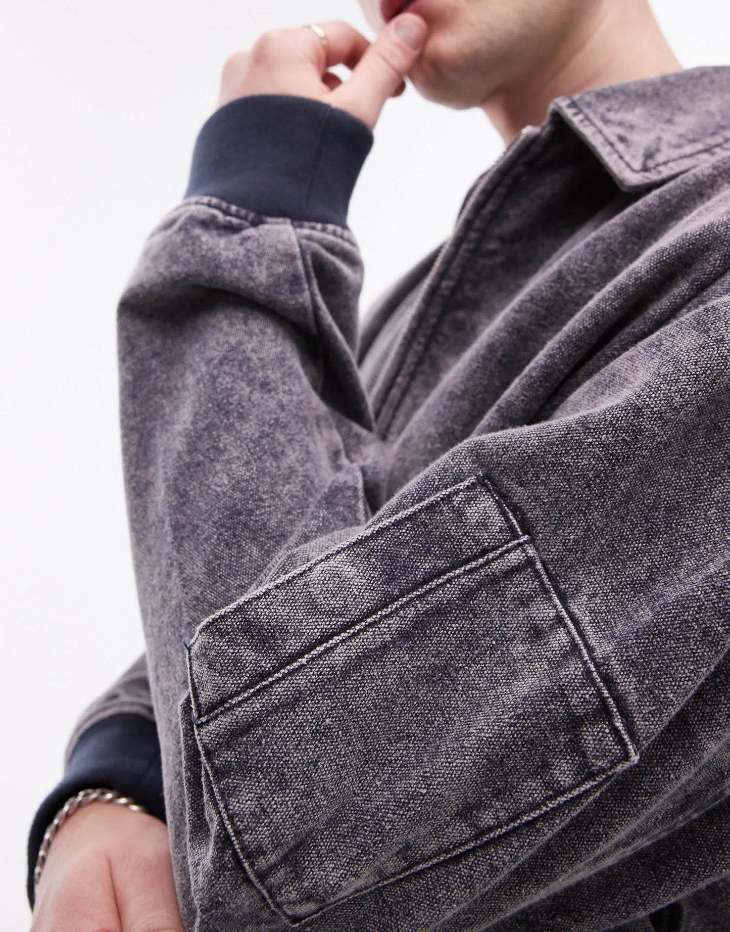 Topman relaxed fit washed canvas twill bomber jacket in black