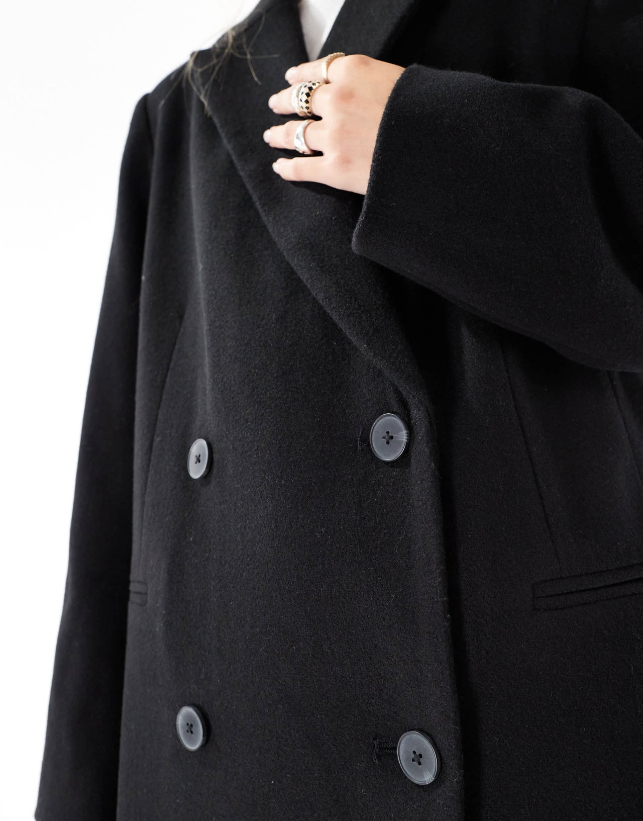 ASOS DESIGN strong shoulder dad coat in black