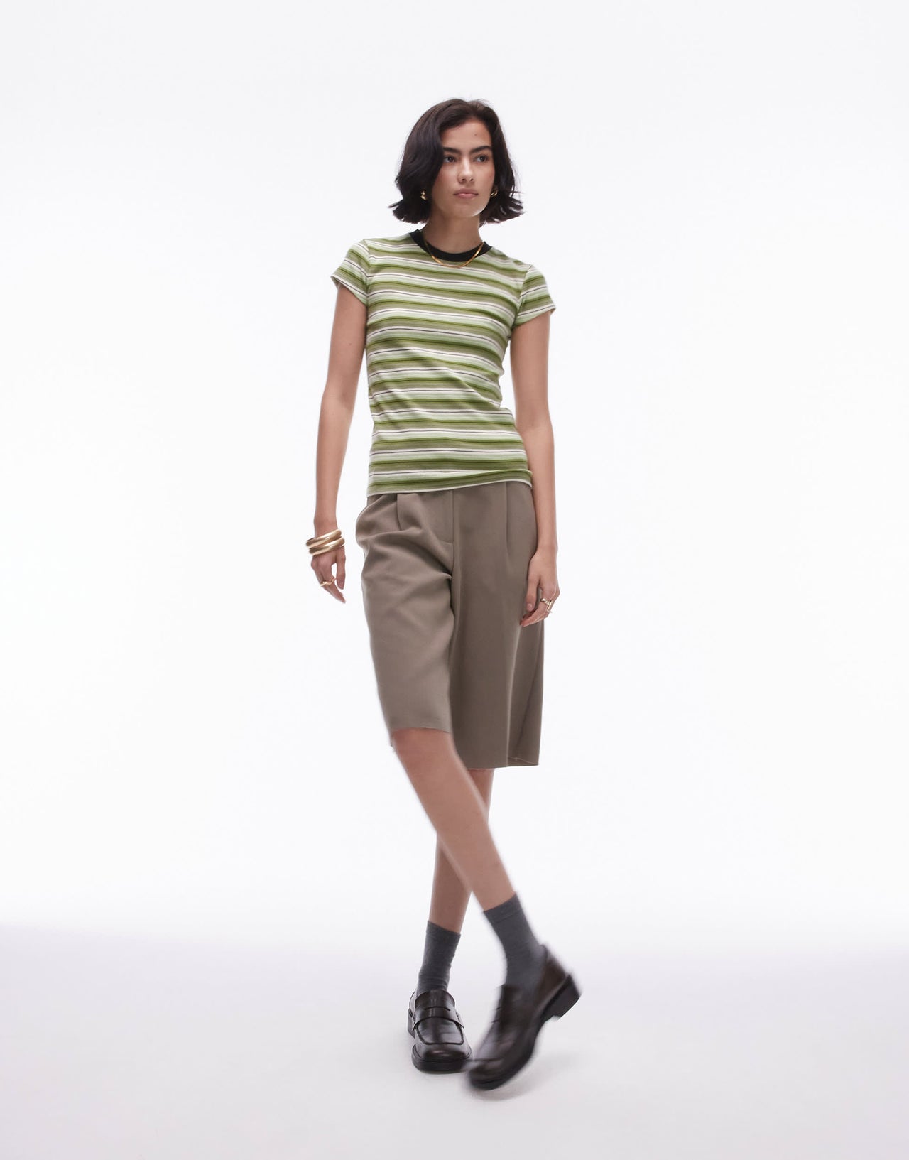 Topshop stripe tee in green
