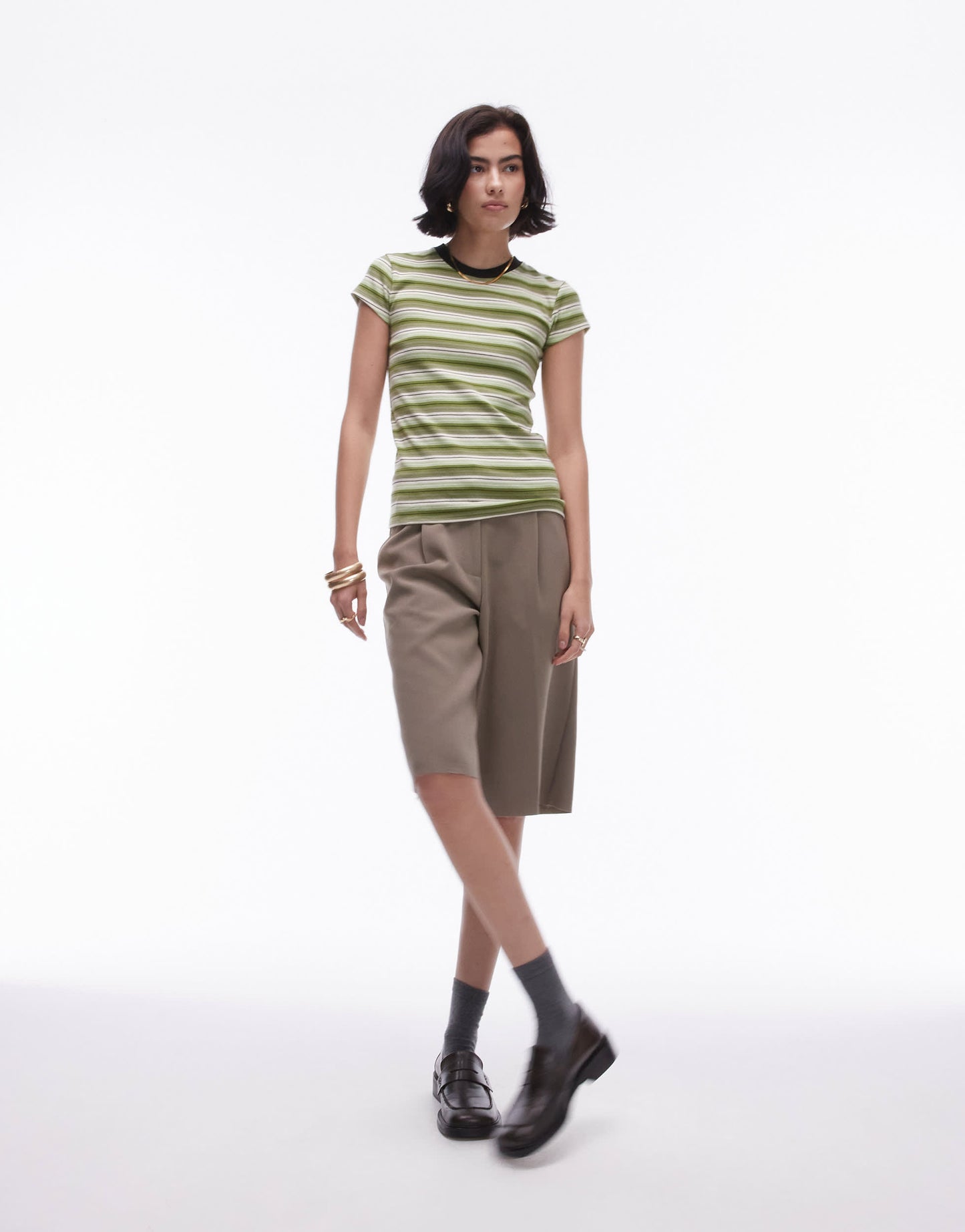 Topshop stripe tee in green