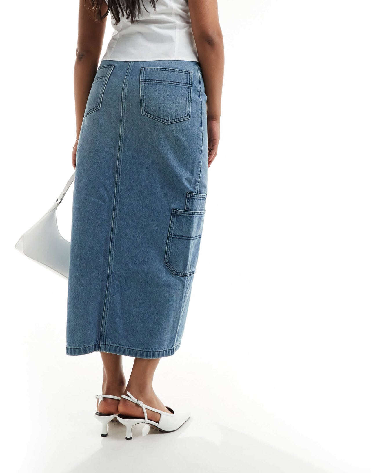 Whistles Cora utility denim maxi skirt