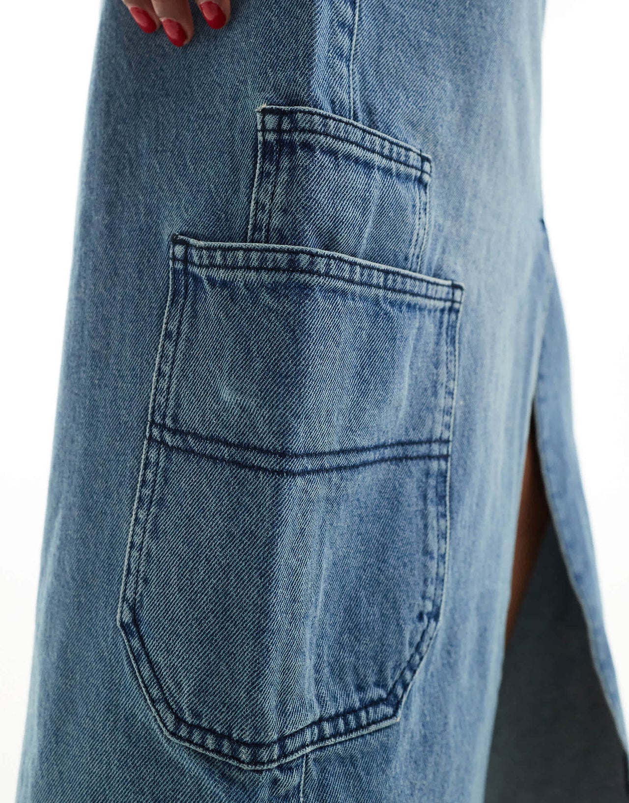 Whistles Cora utility denim maxi skirt