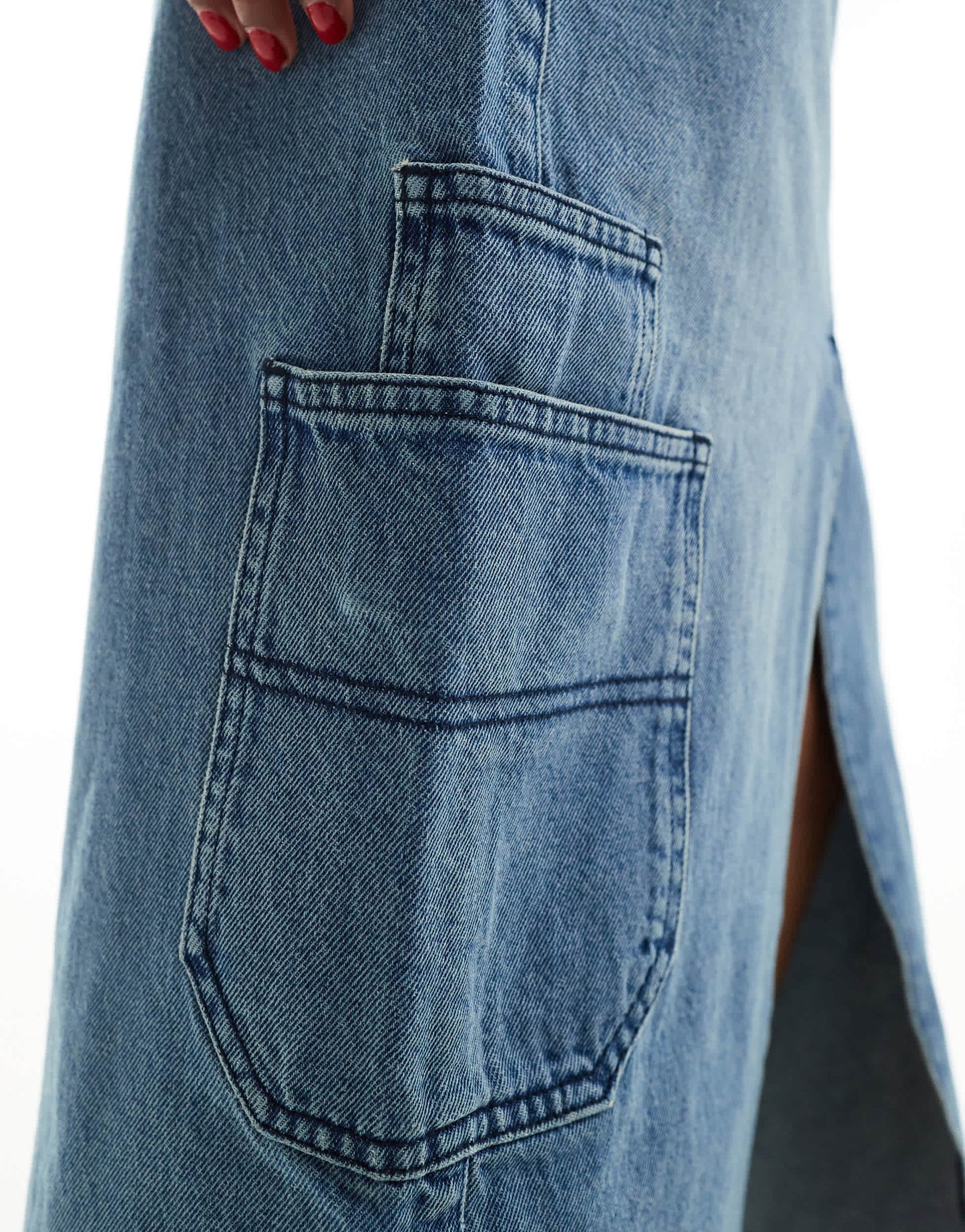 Whistles Cora utility denim maxi skirt