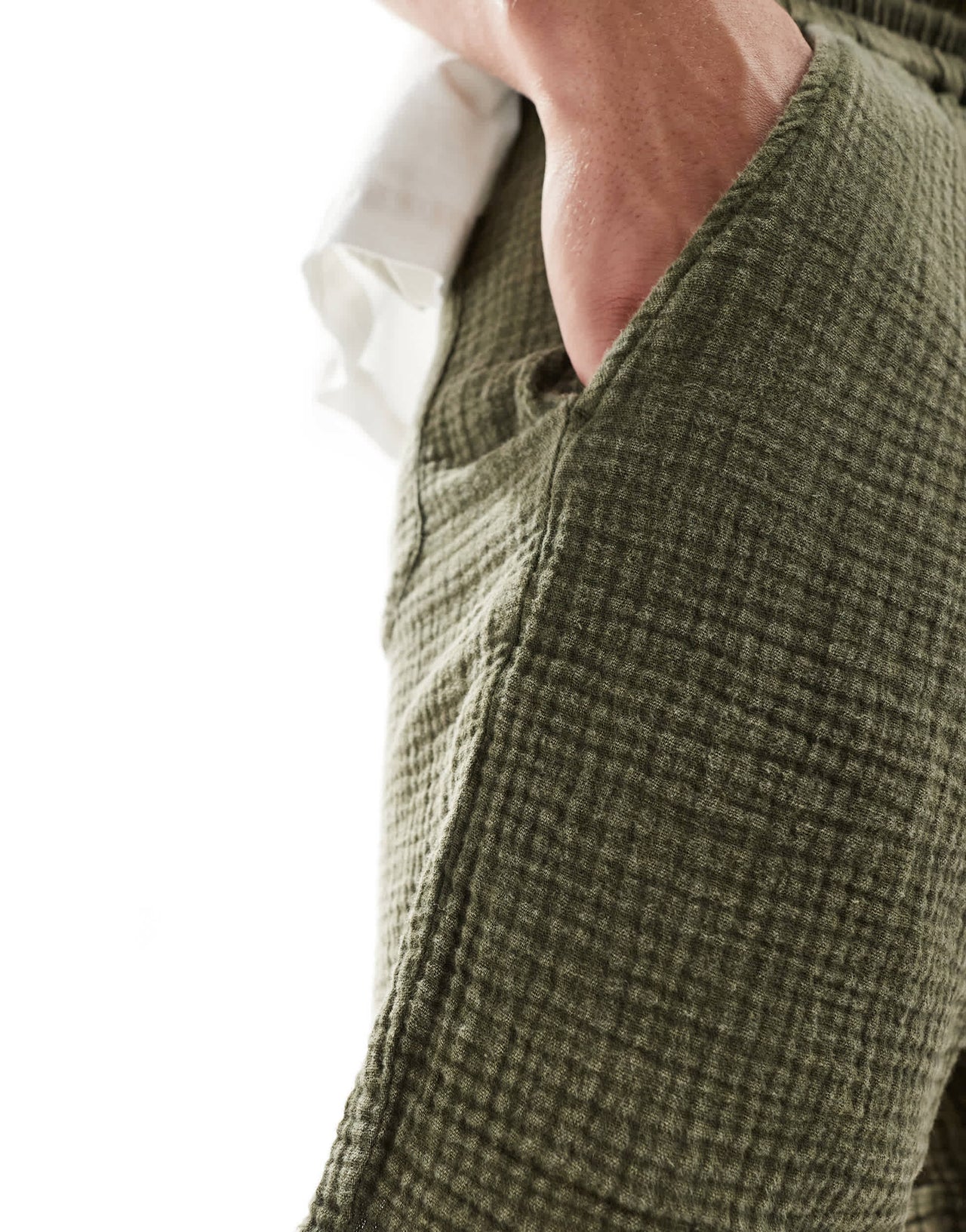 ONLY & SONS pull on textured short in washed khaki