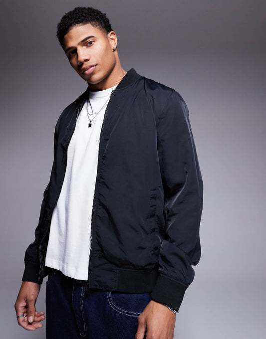 ASOS DESIGN lightweight bomber jacket in black