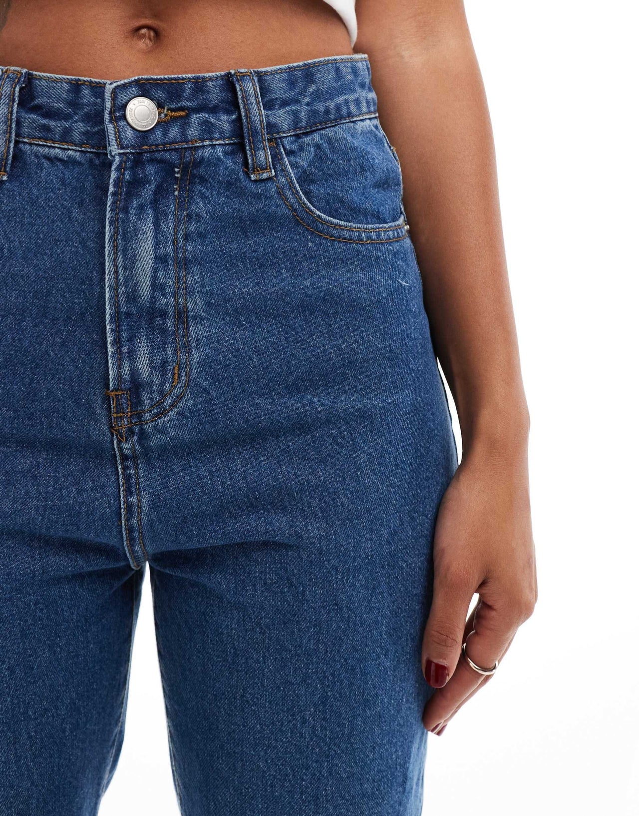 DTT Lou mom jeans in mid blue wash
