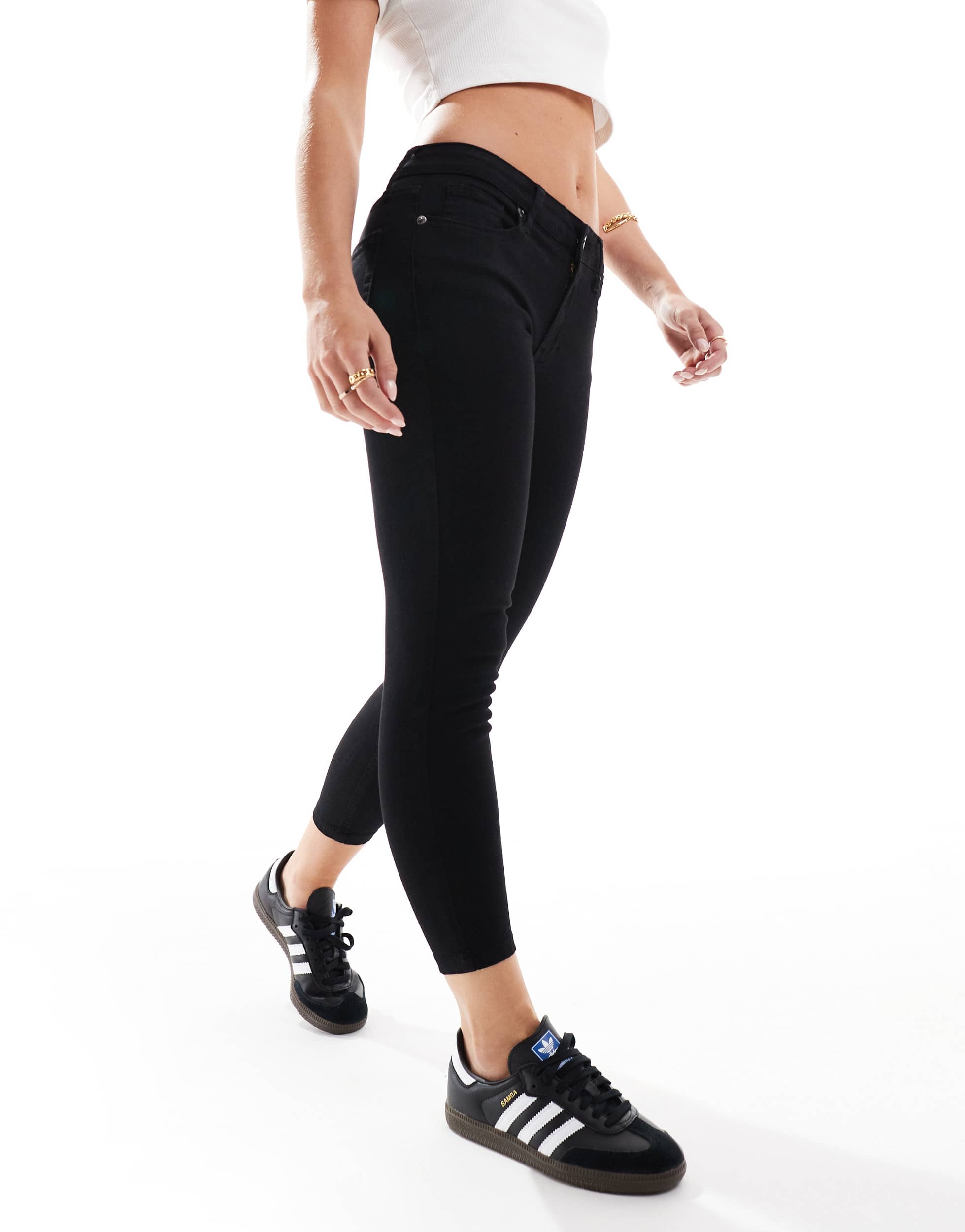 DTT Petite Jo mid rise skinny jeans in black