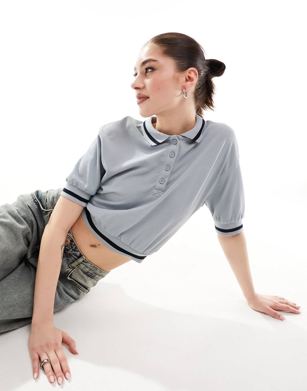 Stradivarius STR polo top in blue