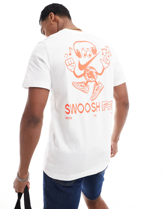Nike Swoosh FM graphic backprint t-shirt in white