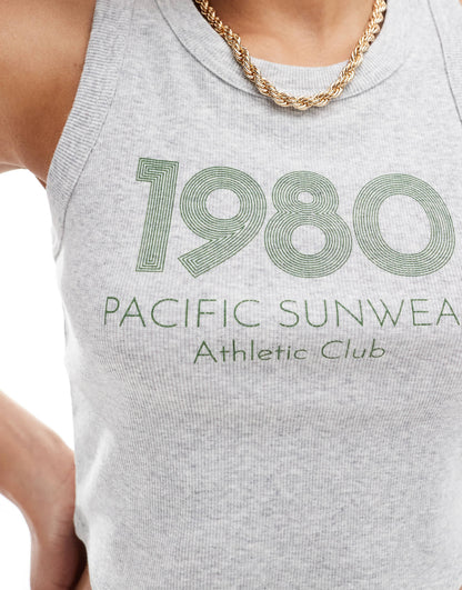 PacSun 1980 racer tank top in grey marl
