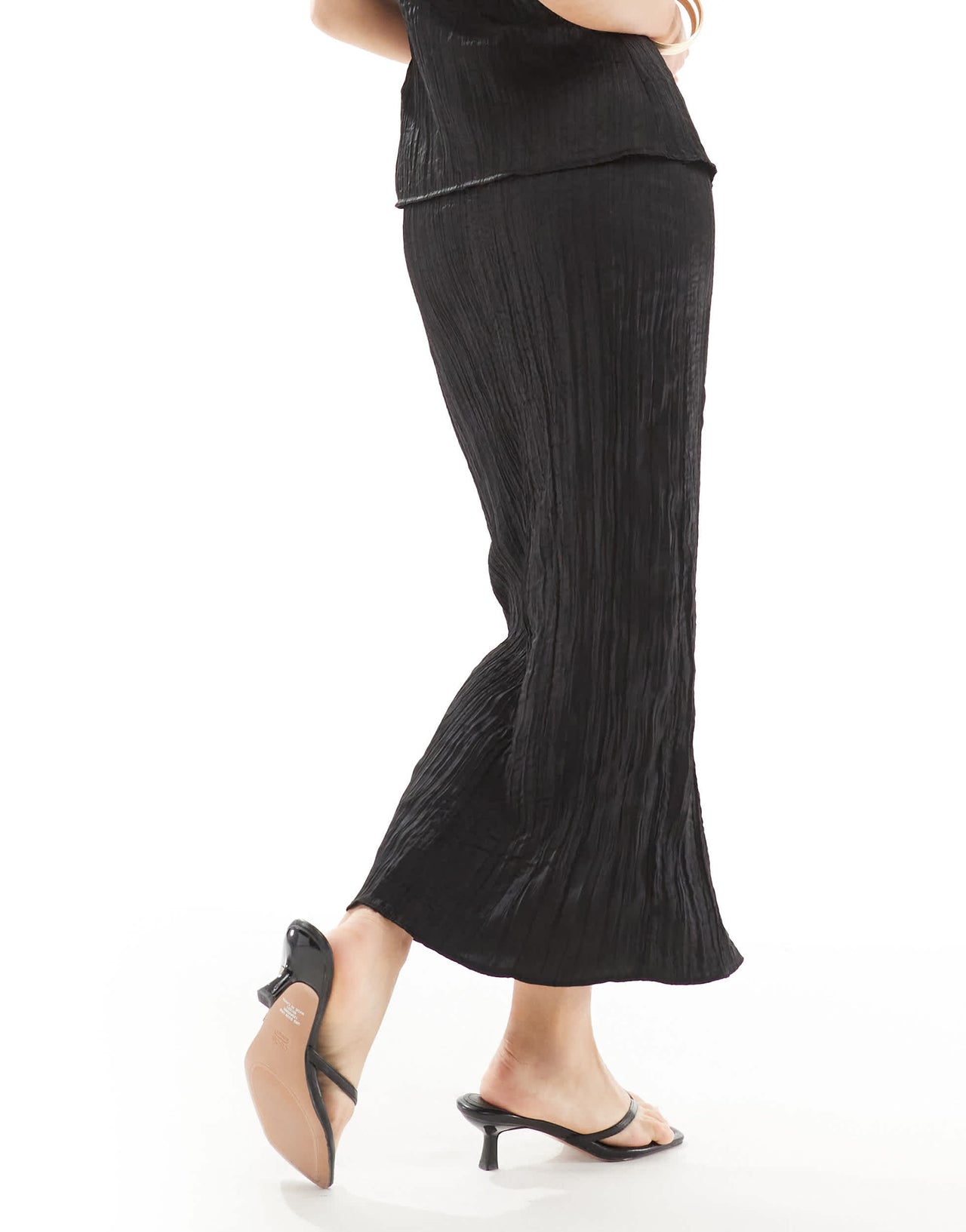 New Look co-ord crinkle midi skirt in black
