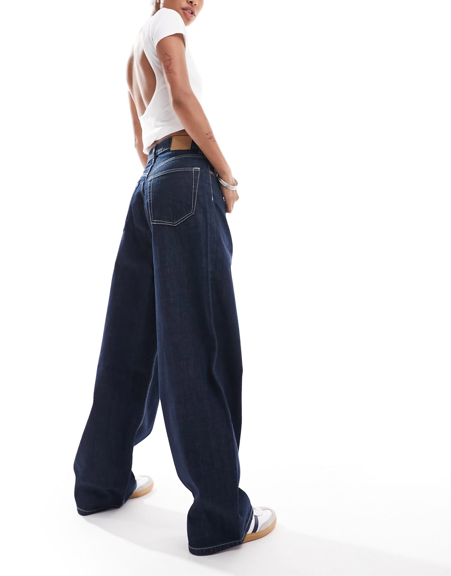 Weekday Unisex Astro loose fit wide leg jeans in blue rinse