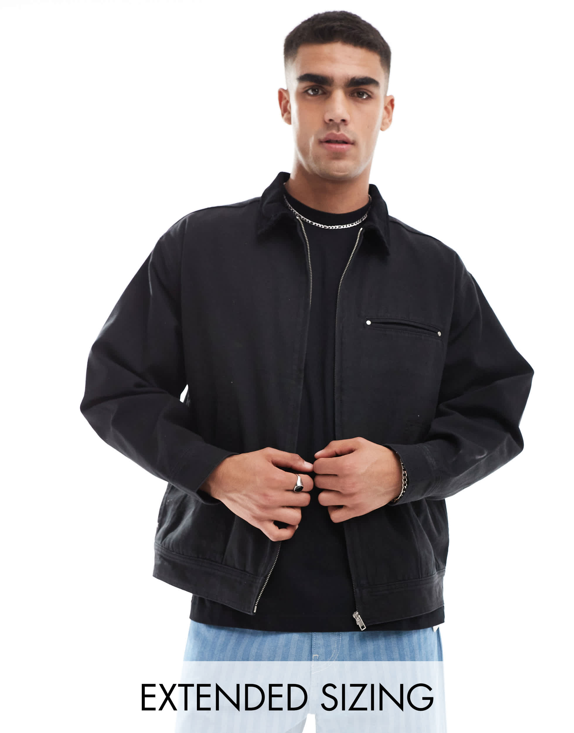 ASOS DESIGN harrington jacket in washed black - BLACK