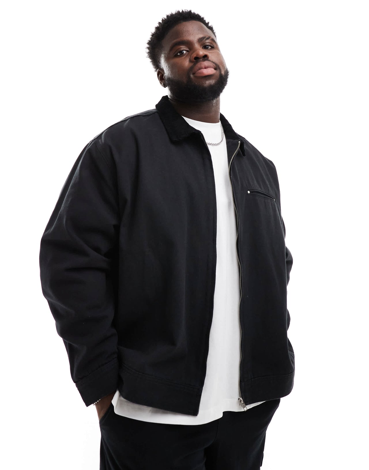 ASOS DESIGN harrington jacket in washed black - BLACK