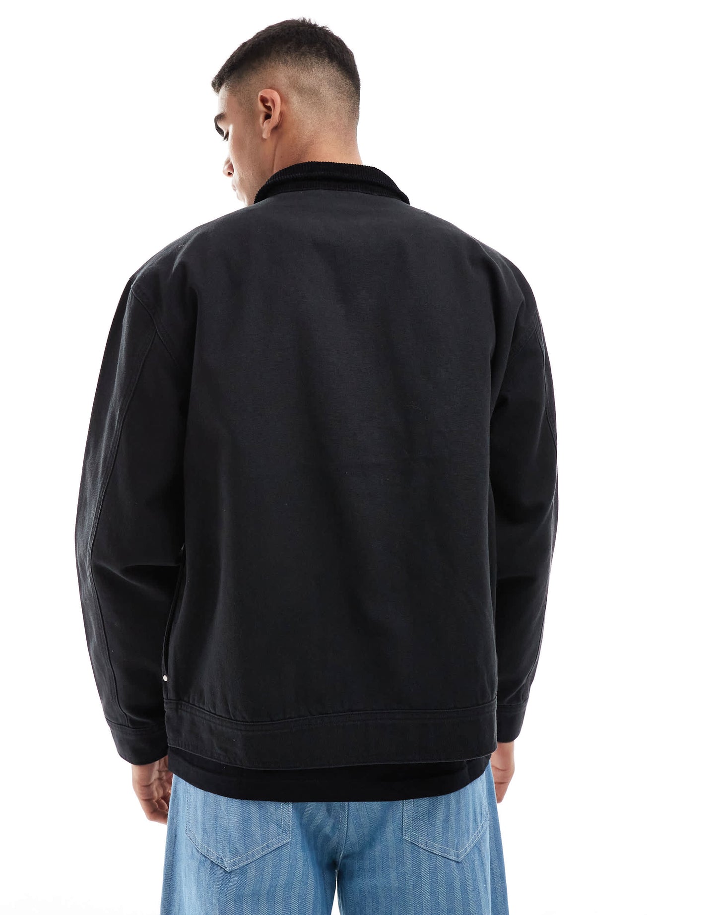 ASOS DESIGN harrington jacket in washed black - BLACK