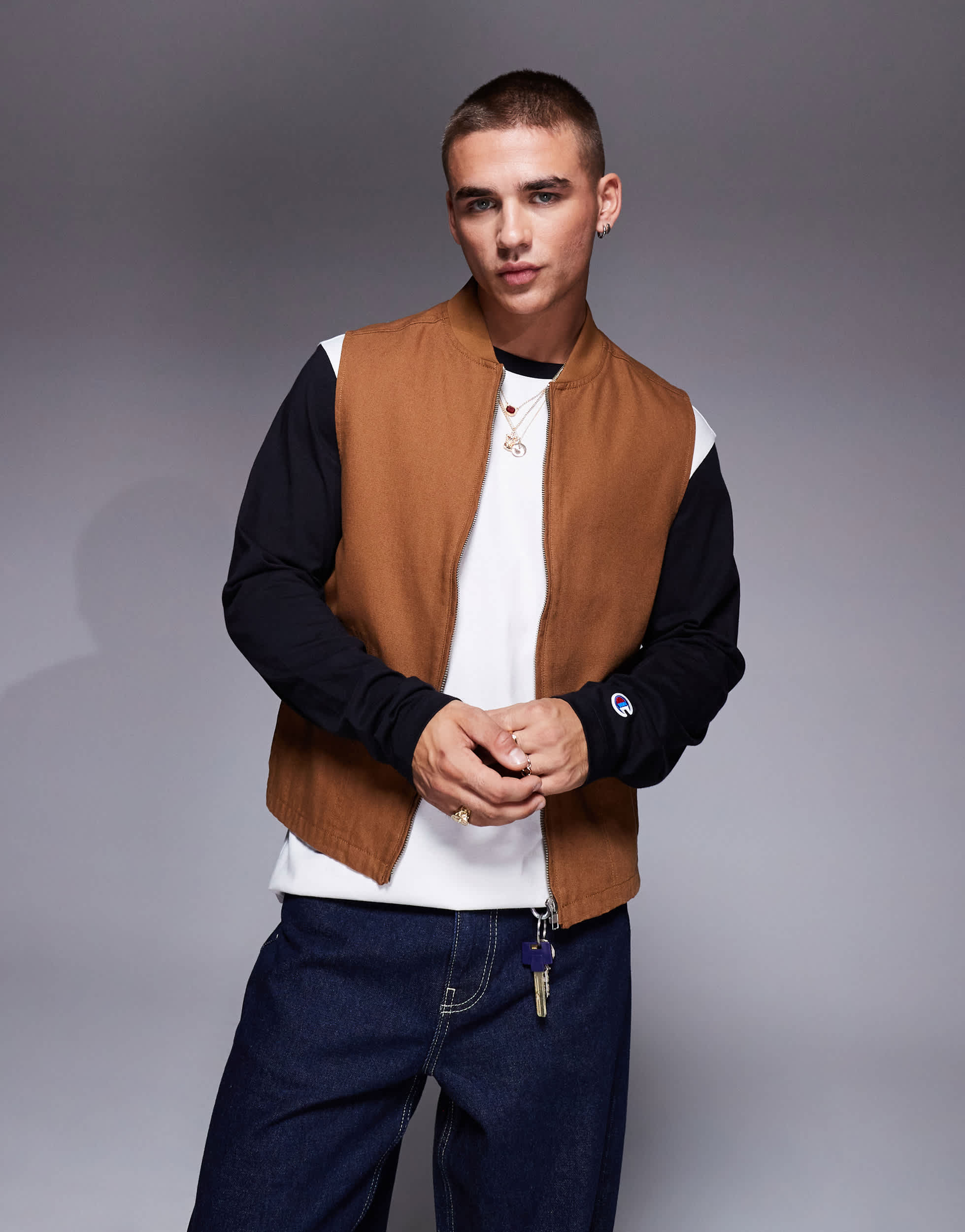 ASOS DESIGN washed gilet in tan