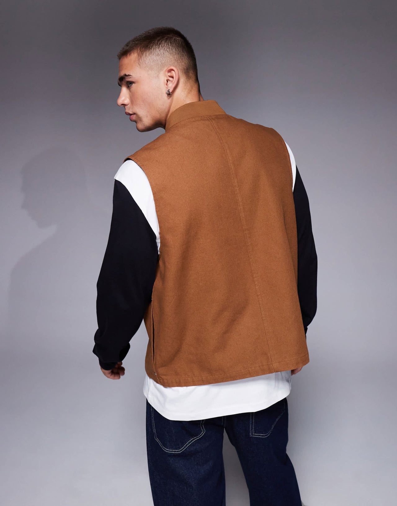 ASOS DESIGN washed gilet in tan