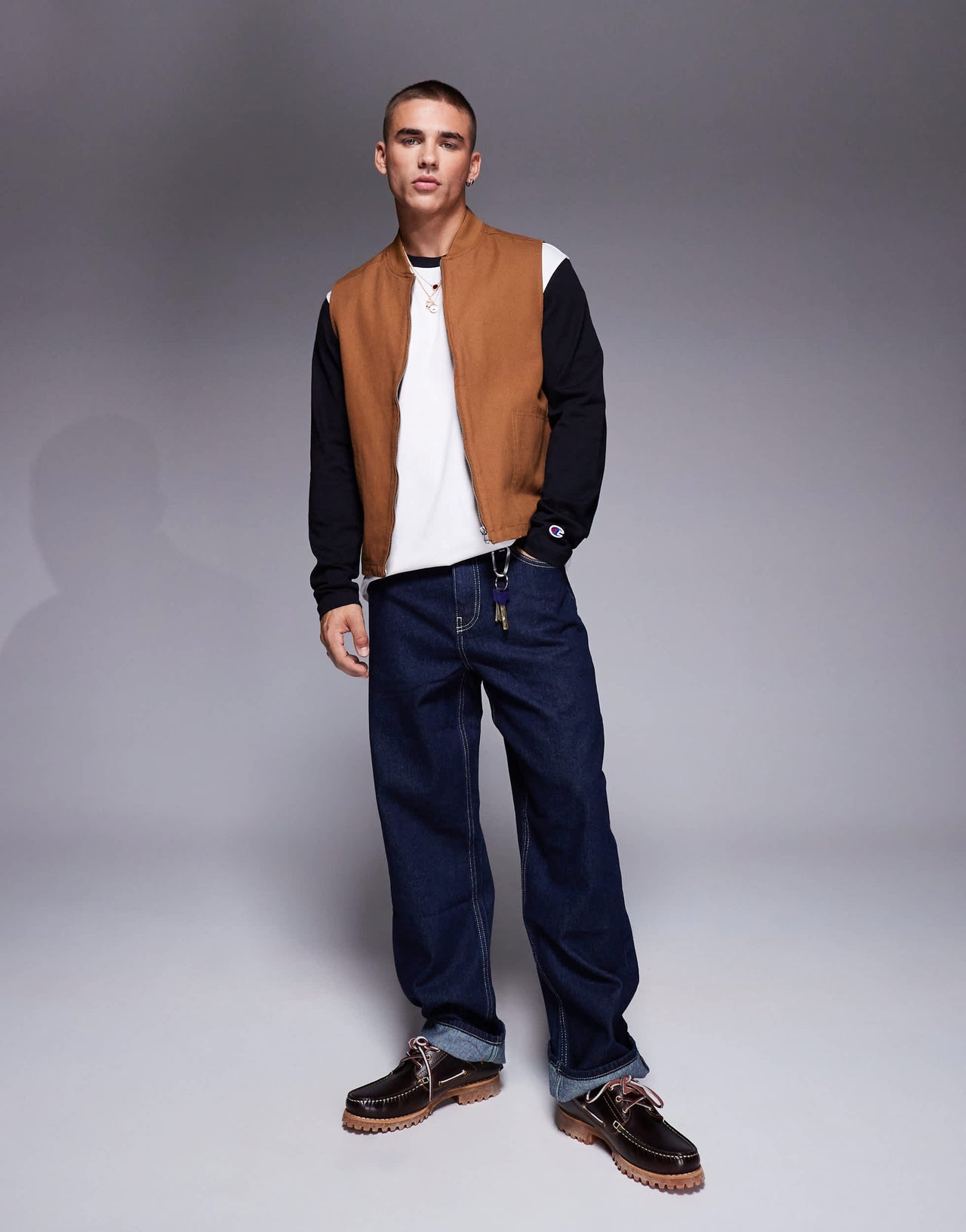 ASOS DESIGN washed gilet in tan