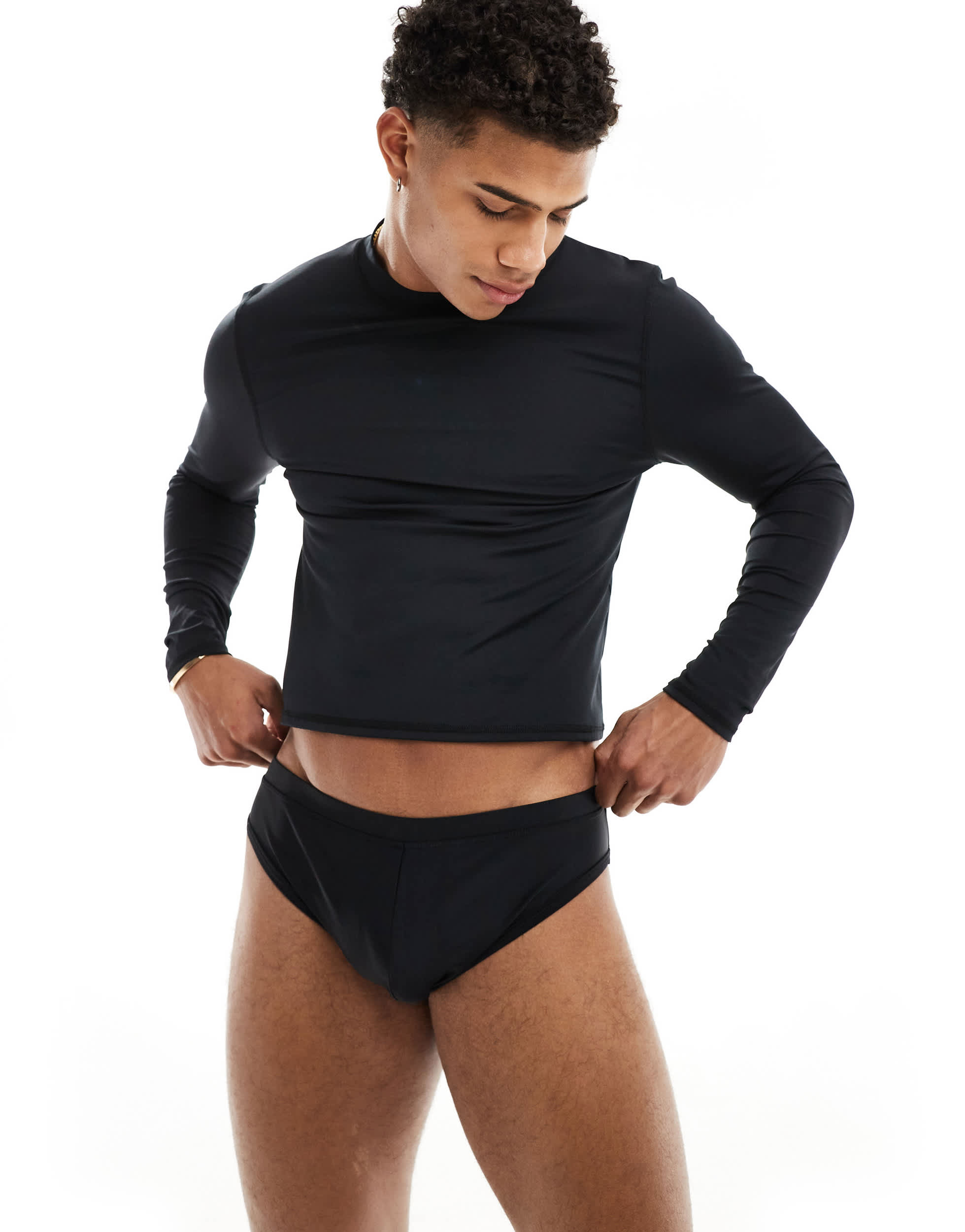 ASOS DESIGN swim top in black