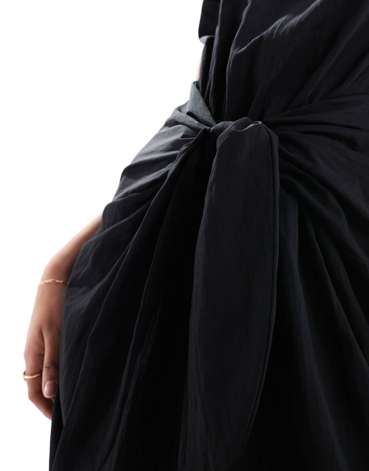 ASOS DESIGN scoop neck tie front midi dress in black