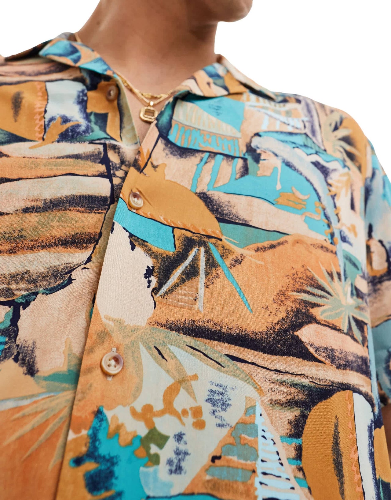 ASOS DESIGN relaxed revere shirt with vintage abstract hawaiian print