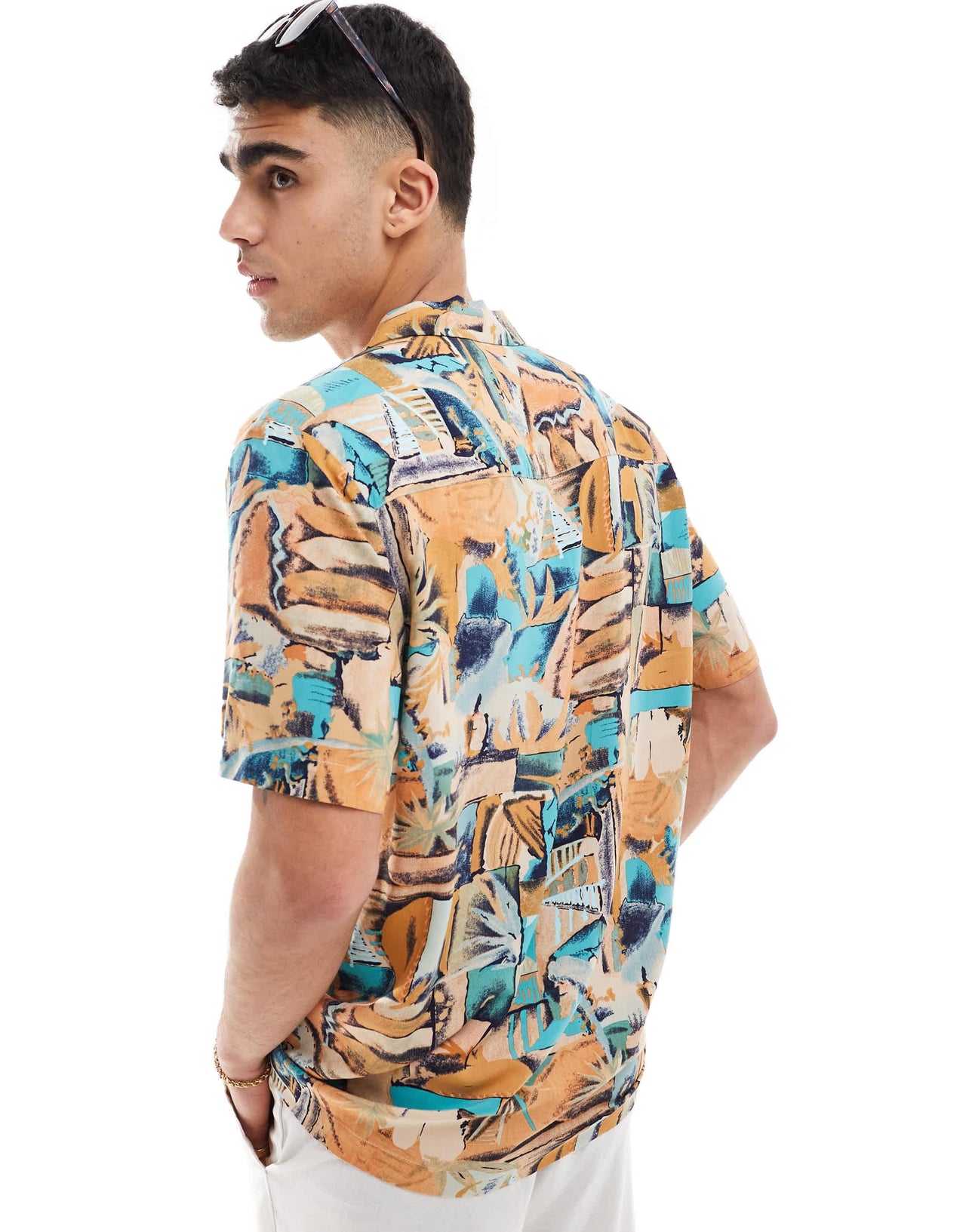 ASOS DESIGN relaxed revere shirt with vintage abstract hawaiian print