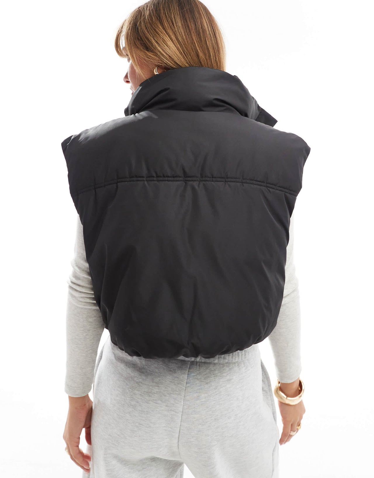 ASOS DESIGN funnel neck puffer gilet in black