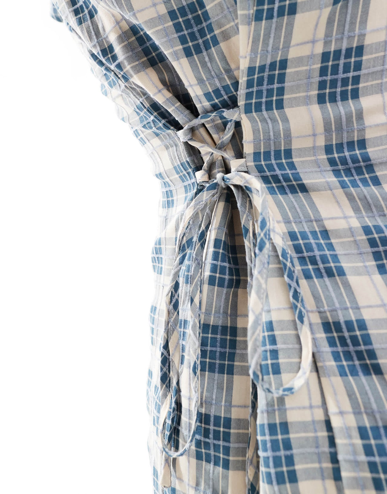 Daisy Street collar detail mini tea dress in textured blue check