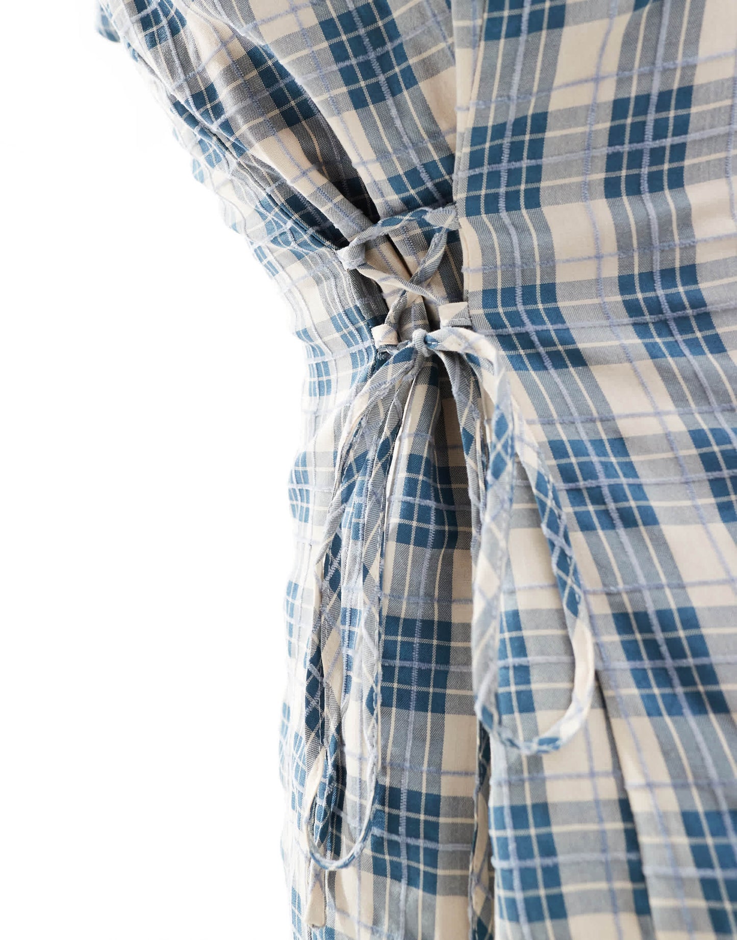 Daisy Street collar detail mini tea dress in textured blue check