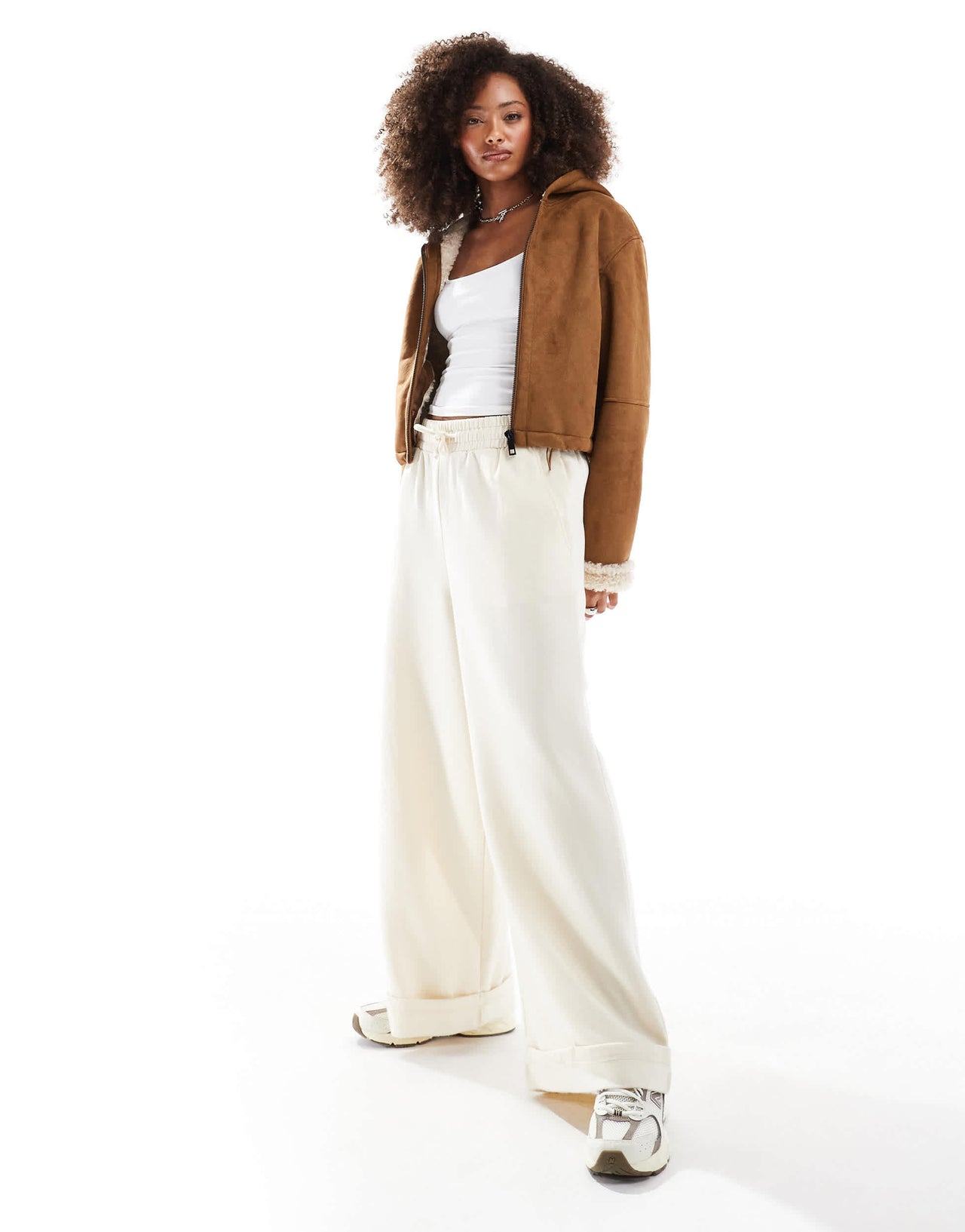 ASOS DESIGN hooded shearling jacket in tan