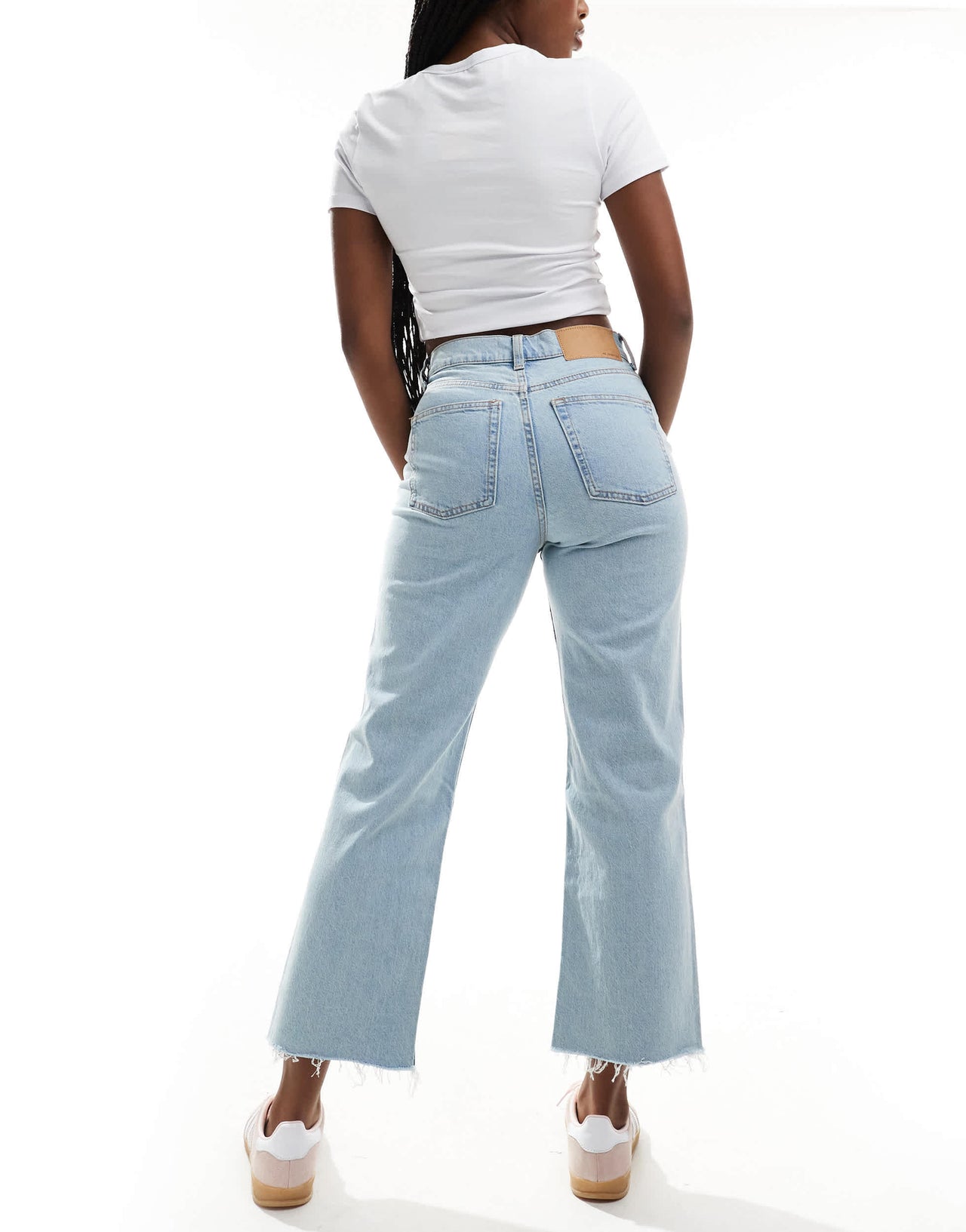 ASOS DESIGN ankle grazer straight leg jean in tinted bleach wash - LBLUE