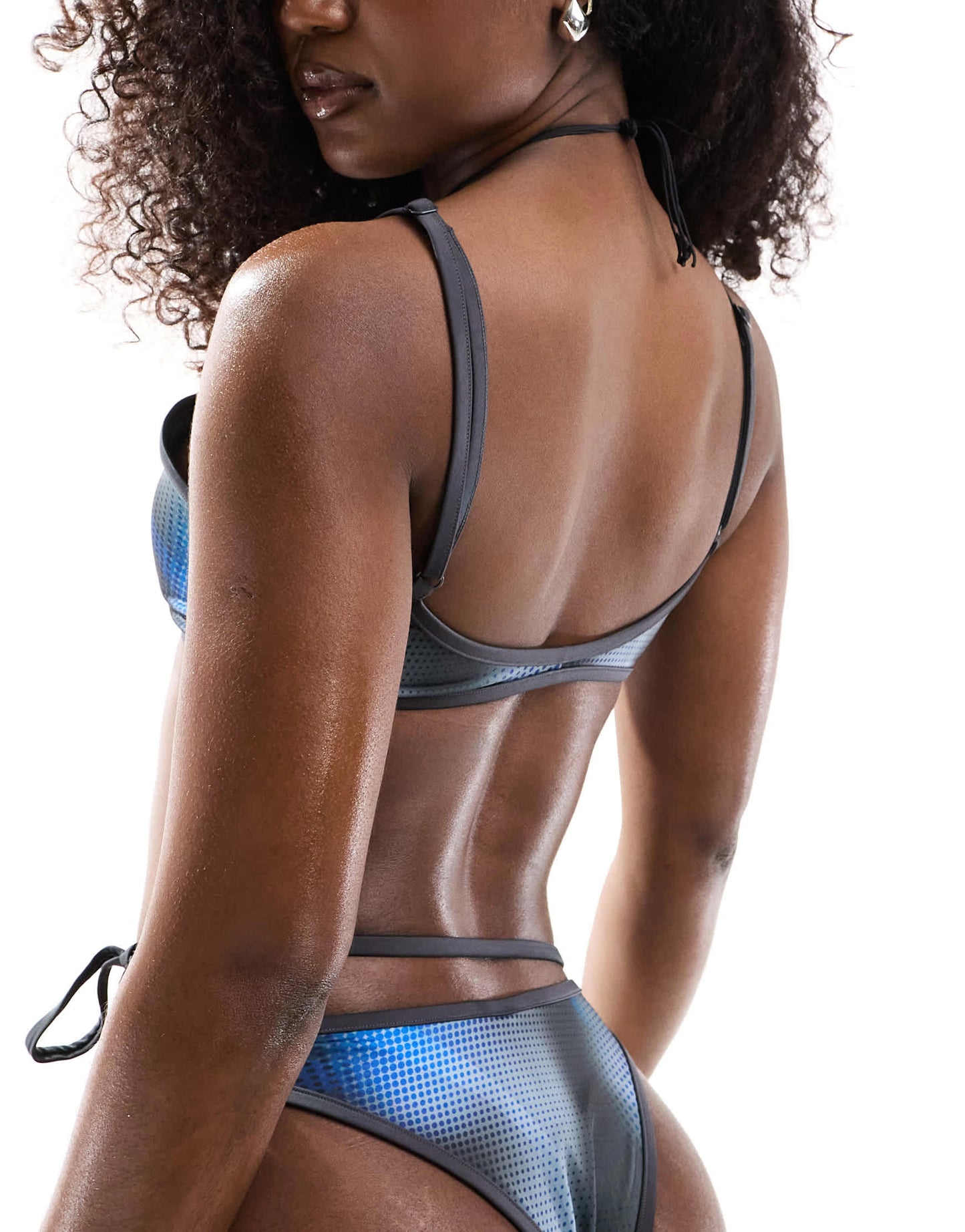 Weekday Banks bikini top with removable straps in grey digitial print