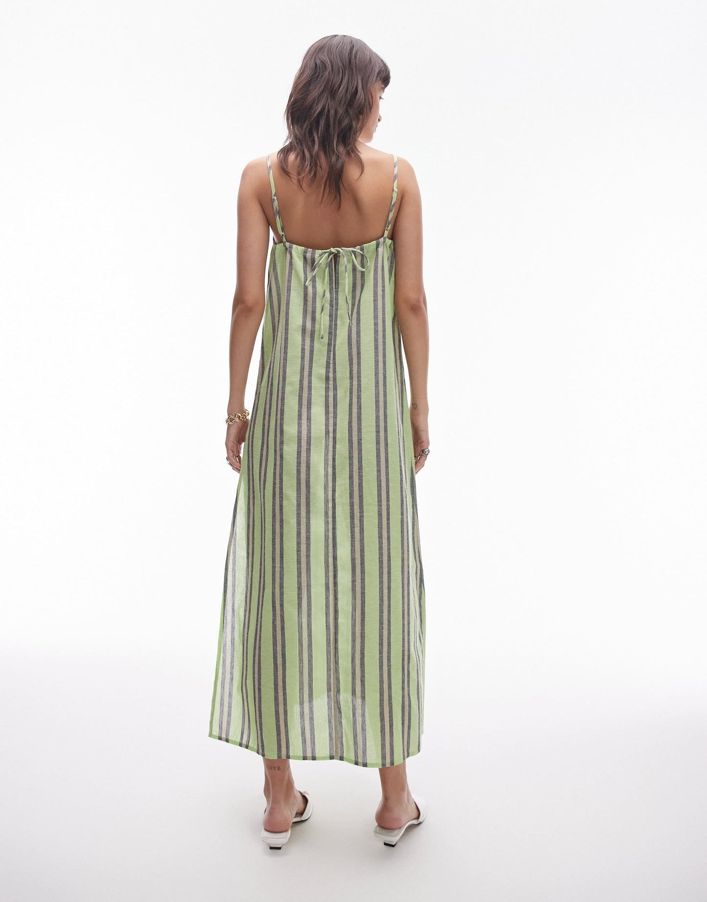 Topshop beach strappy dress in green stripe
