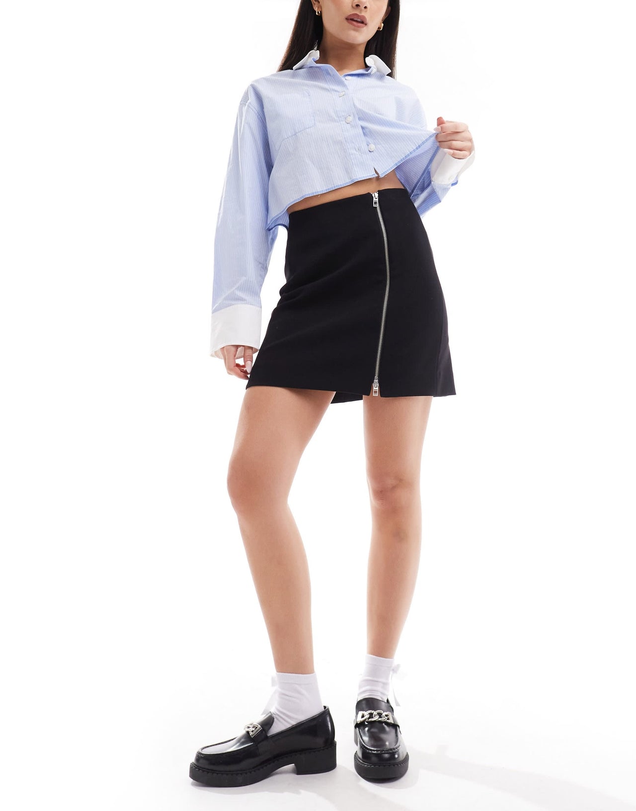 & Other Stories  minimal mini skirt with zip detail in black