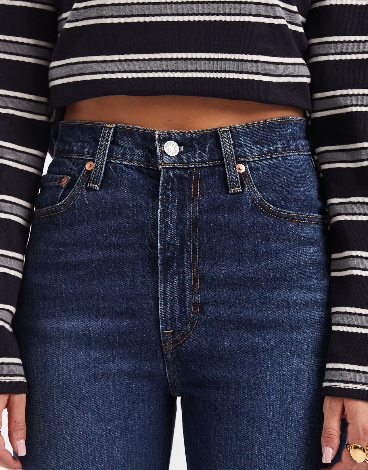 Levi's ribcage straight ankle flare jeans in mid blue