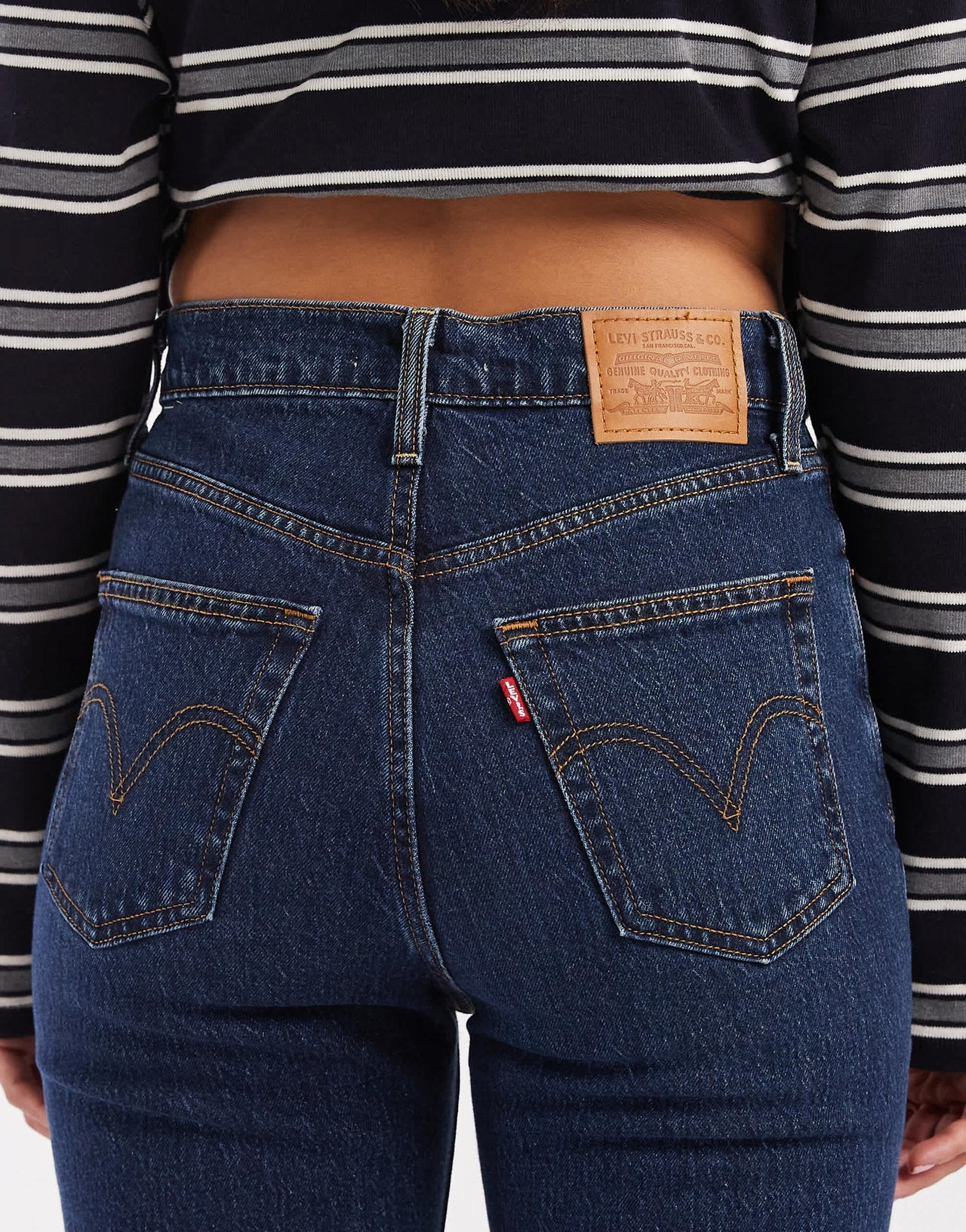 Levi's ribcage straight ankle flare jeans in mid blue