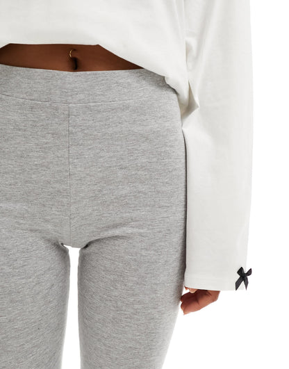 Monki stretch cropped capri pants in grey melange