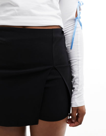 Fashionkilla bengaline mini skort in black