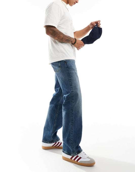 River Island loose fit jeans in mid blue