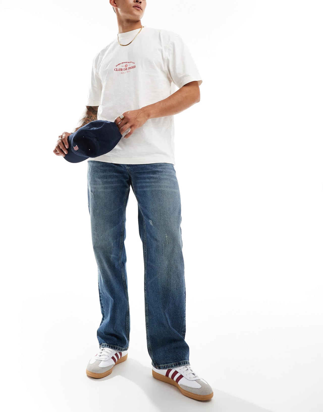 River Island loose fit jeans in mid blue