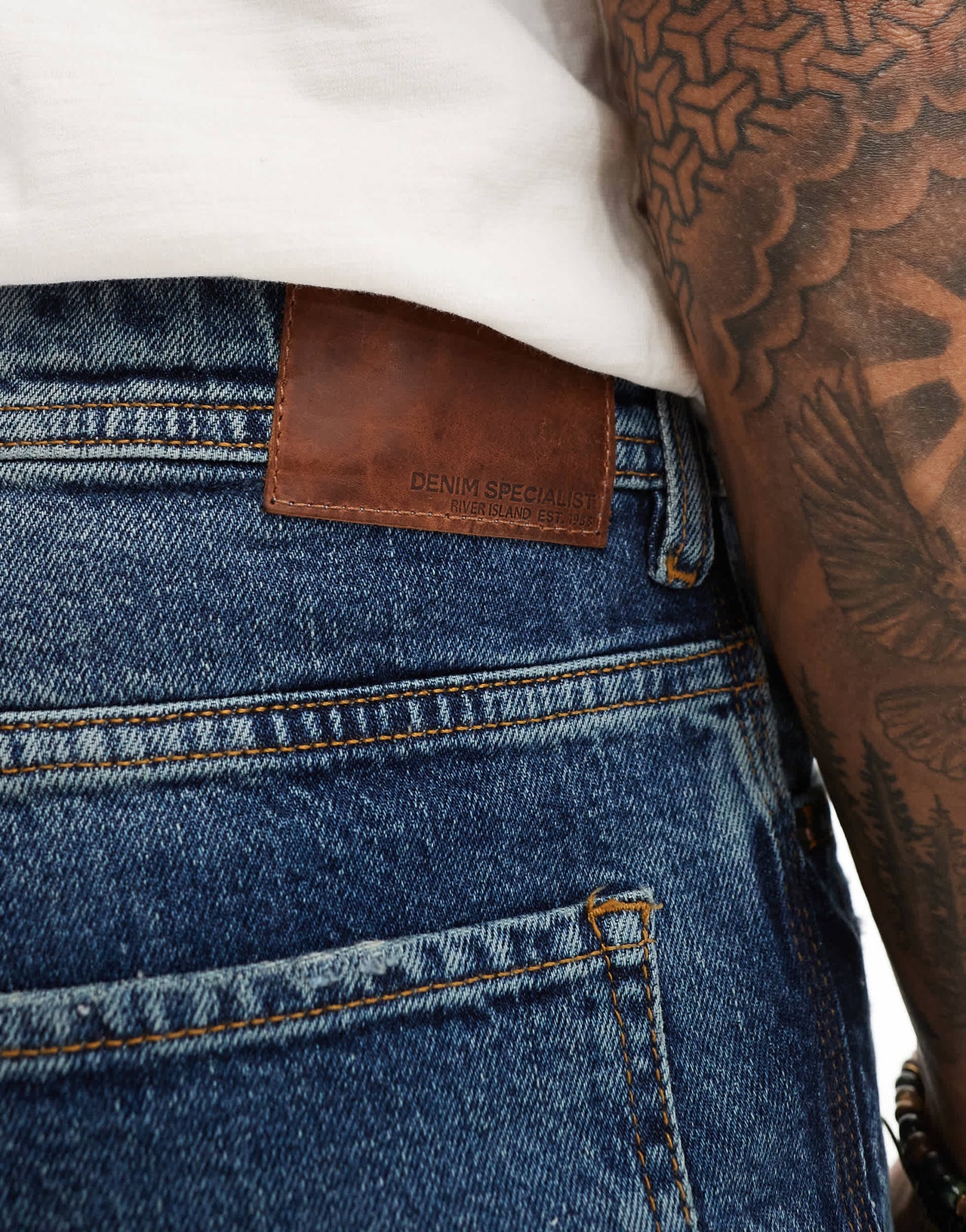 River Island loose fit jeans in mid blue