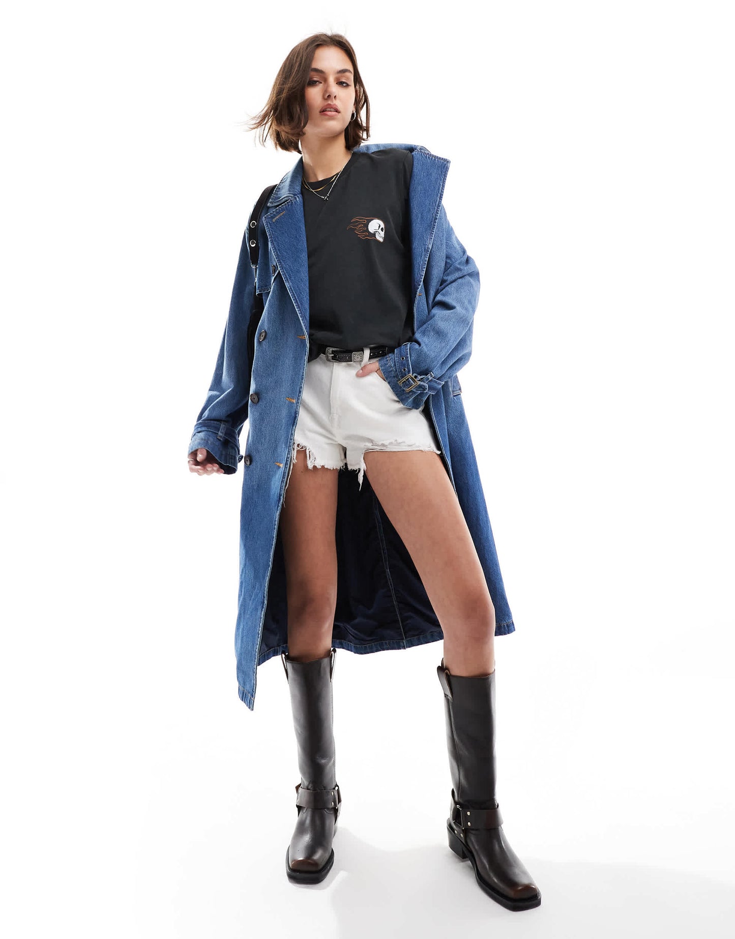 Levi's Spade relaxed fit belted denim trench coat in dark blue