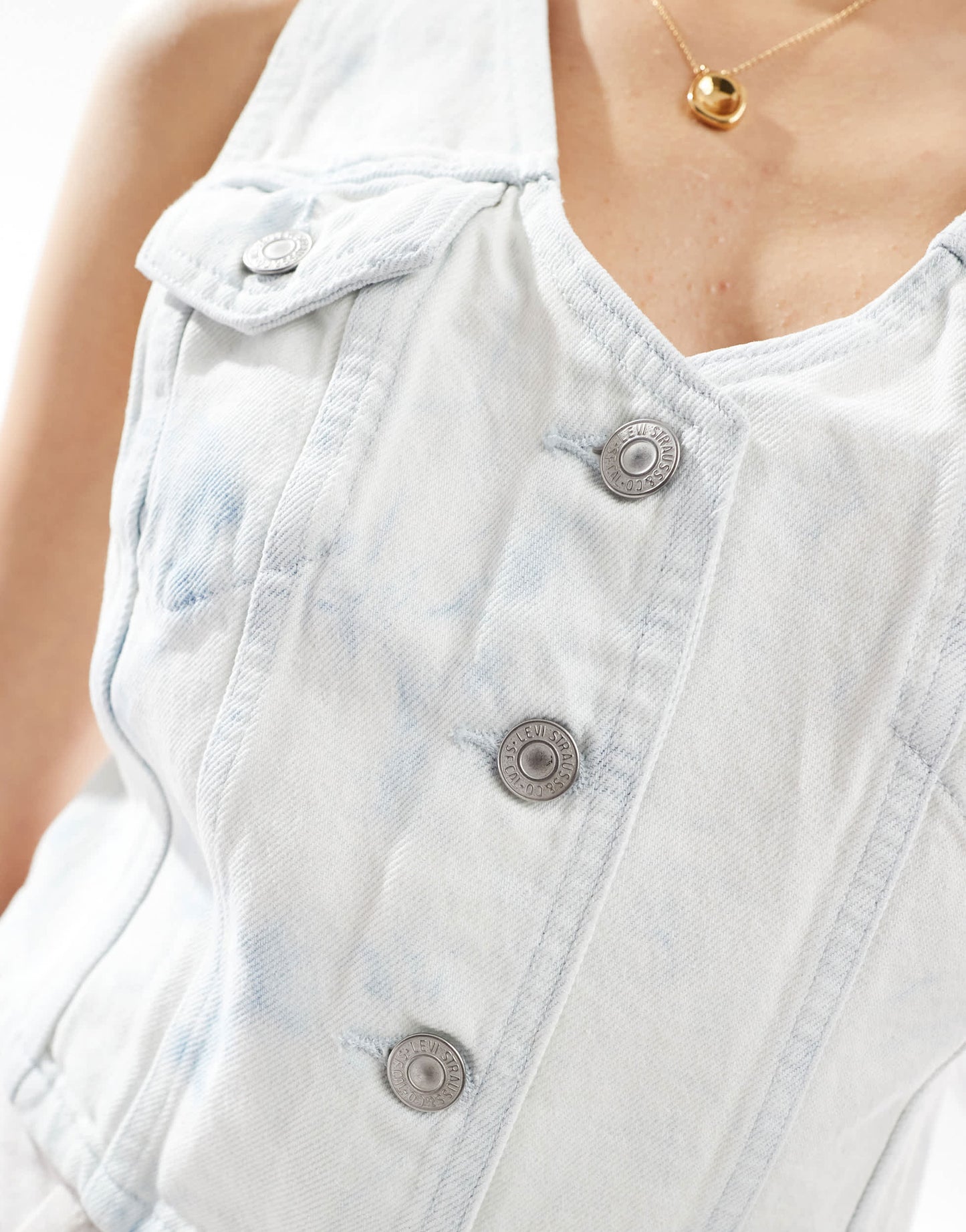 Levi's Bella denim corset vest in bleach wash blue