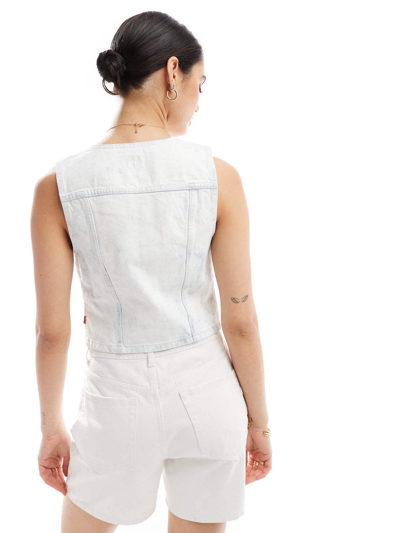 Levi's Bella denim corset vest in bleach wash blue
