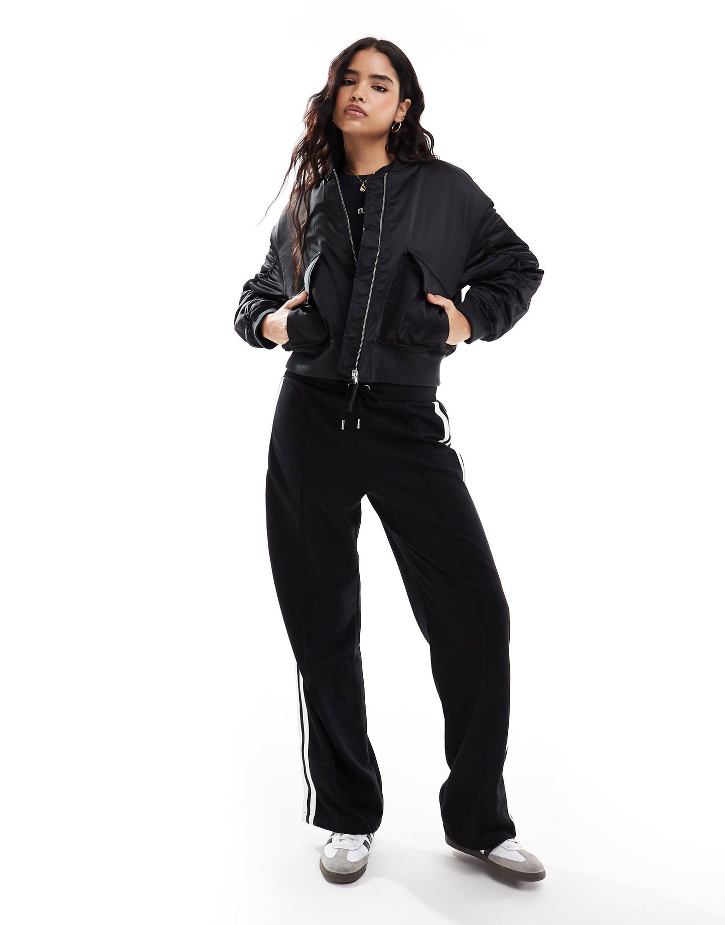 Levi's Andy techy satin bomber jacket in black