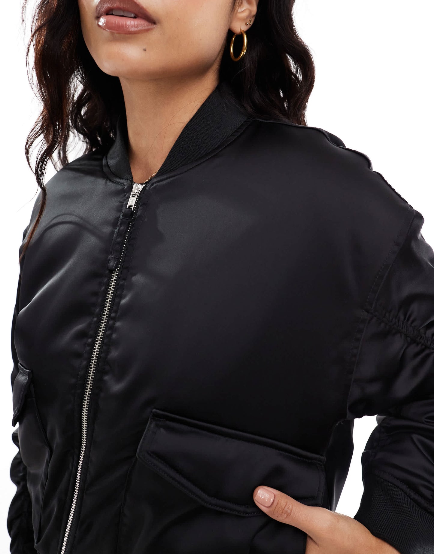 Levi's Andy techy satin bomber jacket in black