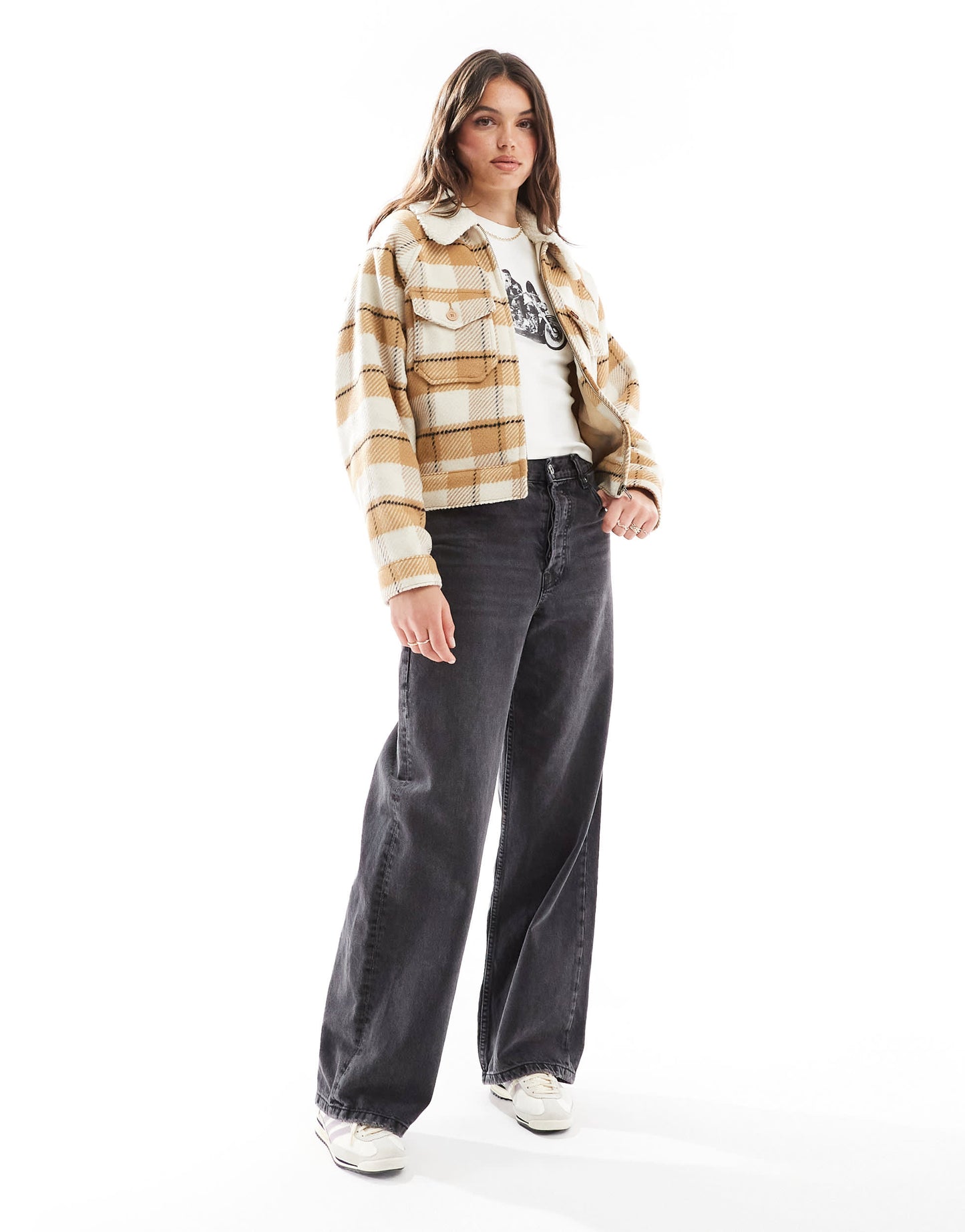 Levi's wool blend 90s zip thru jacket in beige check