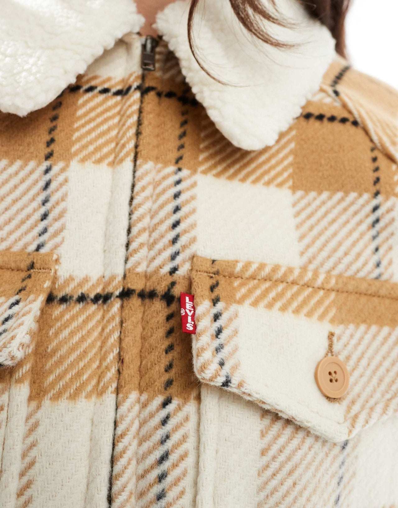 Levi's wool blend 90s zip thru jacket in beige check