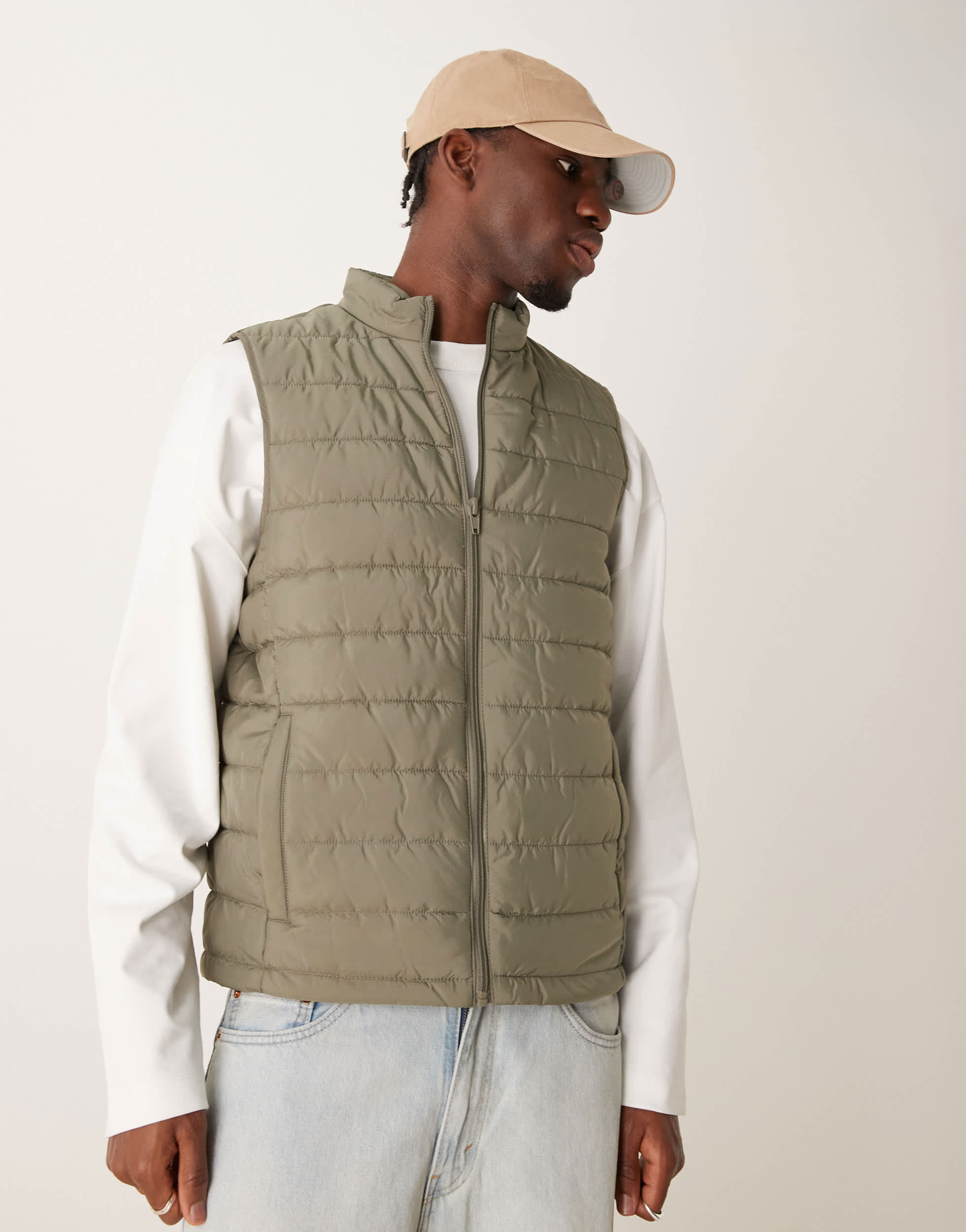 New Look lightweight gilet in dark khaki