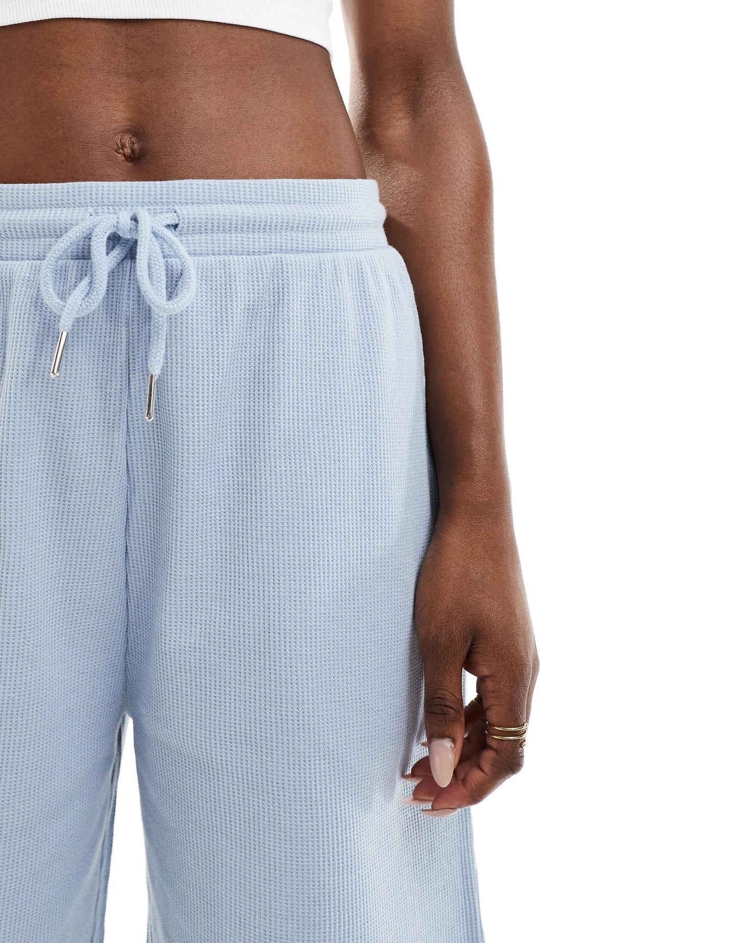ASOS DESIGN waffle longline short in blue
